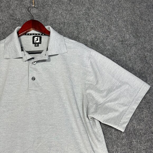 FJ FootJoy Polo Shirt Mens Medium Gray Knit Short Sleeve Logo on Back Split Hem - Picture 3 of 7